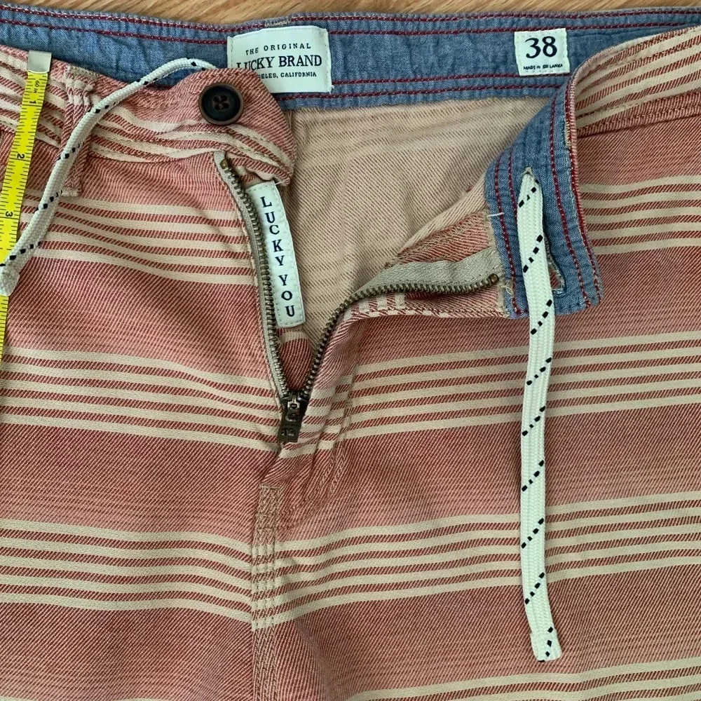 Lucky Brand Baja Henley Red Striped Bermuda Shorts Size 38